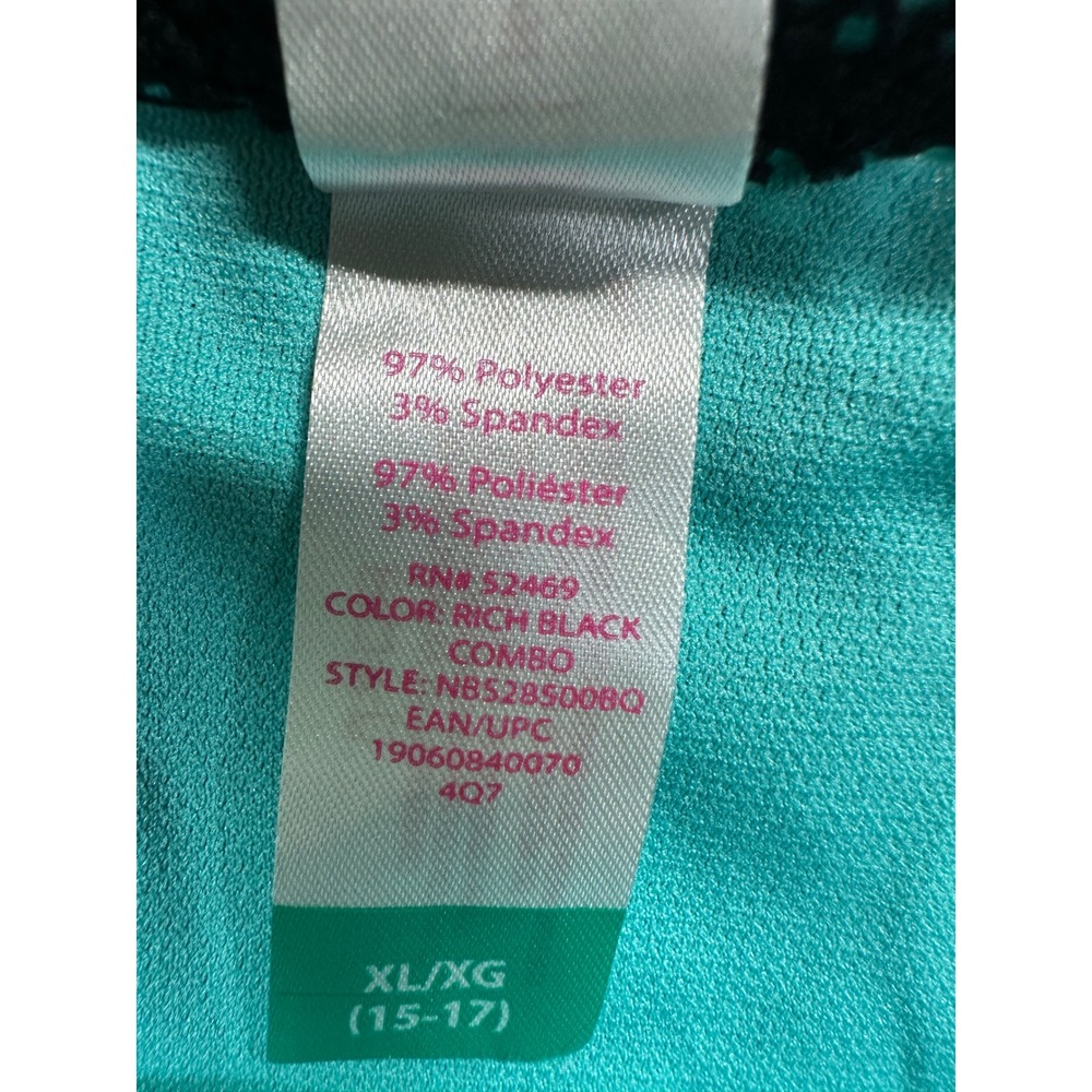NWT Rich Black & Teal Mesh Triangle Bikini Set XL Two Piece Swimsuit Y2K String - Picture 12 of 14